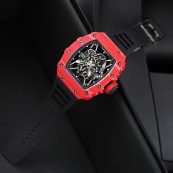 Đồng Hồ Richard Mille RM35-02 Replica 11 Vỏ Carbon Đỏ Dây Cao Su Đen 45mm (2)