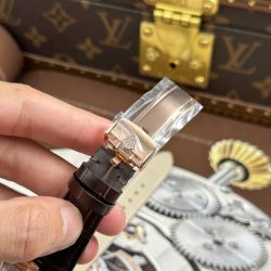 Đồng Hồ Rolex Cellini Moonphase 50535 Rep 11 Mạ Vàng Hồng Dây Da Nâu Xưởng KZ 39mm (2)