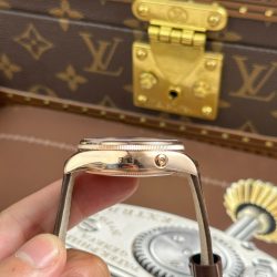 Đồng Hồ Rolex Cellini Moonphase 50535 Rep 11 Mạ Vàng Hồng Dây Da Nâu Xưởng KZ 39mm (2)