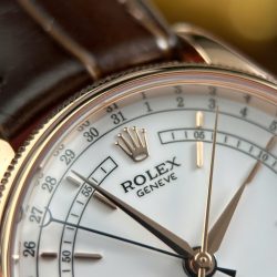 Đồng Hồ Rolex Cellini Moonphase 50535 Rep 11 Mạ Vàng Hồng Dây Da Nâu Xưởng KZ 39mm (2)