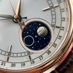 Đồng Hồ Rolex Cellini Moonphase 50535 Rep 11 Mạ Vàng Hồng Dây Da Nâu Xưởng KZ 39mm (2)