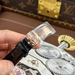 Đồng Hồ Rolex Cellini Moonphase 50535 Replica 11 Mạ Vàng Hồng Dây Da Đen Xưởng KZ 39mm (1)