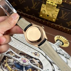 Đồng Hồ Rolex Cellini Moonphase 50535 Replica 11 Mạ Vàng Hồng Dây Da Đen Xưởng KZ 39mm (1)