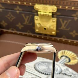 Đồng Hồ Rolex Cellini Moonphase 50535 Replica 11 Mạ Vàng Hồng Dây Da Đen Xưởng KZ 39mm (1)