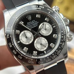 Đồng Hồ Rolex Cosmograph Daytona 126519LN Replica 11 Mặt Đen Cọc Số Đính Đá Xưởng Clean 40mm (2)