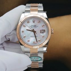 Đồng Hồ Rolex DateJust Mặt Xà Cừ Replica 11 Demi Vàng Hồng Dây Oyster Xưởng Clean 41mm (2)