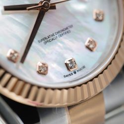 Đồng Hồ Rolex DateJust Mặt Xà Cừ Replica 11 Demi Vàng Hồng Dây Oyster Xưởng Clean 41mm (2)