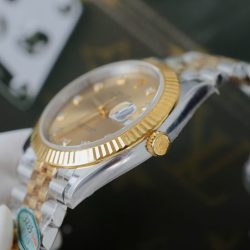Đồng Hồ Rolex DateJust Rep 11 Mặt Vàng Cọc Số Đính Kim Cương Moissanite Xưởng Clean 41mm (2)