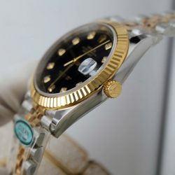 Đồng Hồ Rolex DateJust Replica 11 Mặt Đen Cọc Số Đính Kim Cương Moissanite Xưởng Clean 41mm (2)