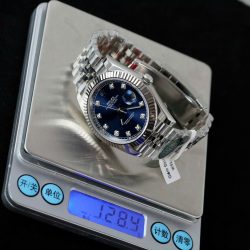 Đồng Hồ Rolex DateJust Replica 11 Mặt Xanh Blue Cọc Số Đính Moissanite Nhà Máy Clean 41mm (2)
