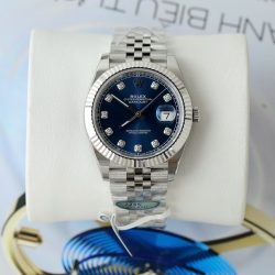 Đồng Hồ Rolex DateJust Replica 11 Mặt Xanh Blue Cọc Số Đính Moissanite Nhà Máy Clean 41mm (2)