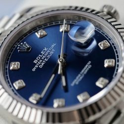 Đồng Hồ Rolex DateJust Replica 11 Mặt Xanh Blue Cọc Số Đính Moissanite Nhà Máy Clean 41mm (2)