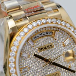 Đồng Hồ Rolex Day-Date Chế Tác Bọc Vàng 18K Đính Kim Cương Moissanite Xưởng QF 36mm (2)
