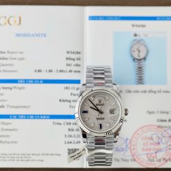 Đồng Hồ Rolex Day-Date Chế Tác Mặt Số Đính Full Kim Cương Moissanite Xưởng GM 40mm (2)