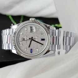 Đồng Hồ Rolex Day-Date Chế Tác Mặt Số Đính Full Kim Cương Moissanite Xưởng GM 40mm (2)
