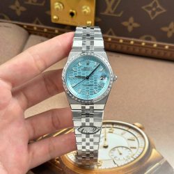 Đồng Hồ Rolex Land-Dweller 127236 Rep 11 Mặt Xanh Băng Họa Tiết Tổ Ong Đính Đá Baguette 36mm (3)
