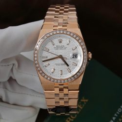 Đồng Hồ Rolex Land-Dweller 127334 Chế Tác Mặt Trắng Họa Tiết Tổ Ong Đính Đá Baguette 40mm (2)