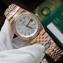 Đồng Hồ Rolex Land-Dweller 127334 Chế Tác Mặt Trắng Họa Tiết Tổ Ong Đính Đá Baguette 40mm (2)