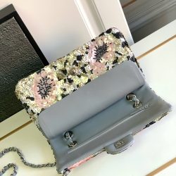 Túi Xách Chanel Classic Siêu Cấp Đính Cườm Họa Tiết Hoa Hồng 25cm (2)