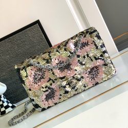 Túi Xách Chanel Classic Siêu Cấp Đính Cườm Họa Tiết Hoa Hồng 25cm (2)