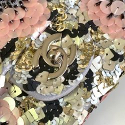 Túi Xách Chanel Classic Siêu Cấp Đính Cườm Họa Tiết Hoa Hồng 25cm (2)