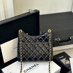 Túi Xách Chanel Hobo Siêu Cấp Nữ Màu Đen Khóa Vàng 22cm (2)