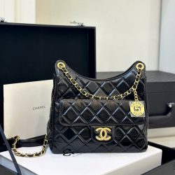 Túi Xách Chanel Hobo Siêu Cấp Nữ Màu Đen Khóa Vàng 22cm (2)