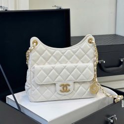 Túi Xách Chanel Hobo Siêu Cấp Nữ Màu Trắng Khóa Vàng 22cm (2)