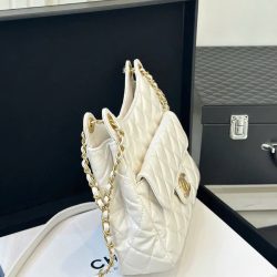 Túi Xách Chanel Hobo Siêu Cấp Nữ Màu Trắng Khóa Vàng 22cm (2)