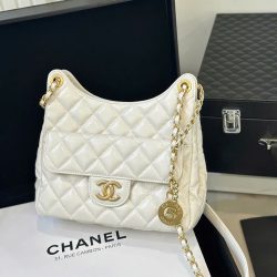 Túi Xách Chanel Hobo Siêu Cấp Nữ Màu Trắng Khóa Vàng 22cm (2)