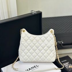 Túi Xách Chanel Hobo Siêu Cấp Nữ Màu Trắng Khóa Vàng 22cm (2)