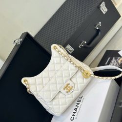 Túi Xách Chanel Hobo Siêu Cấp Nữ Màu Trắng Khóa Vàng 22cm (2)