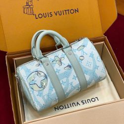 Túi Xách Louis Vuitton LV Speedy Bandoulière Siêu Cấp Màu Xanh Nhạt 25cm (2)