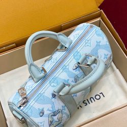 Túi Xách Louis Vuitton LV Speedy Bandoulière Siêu Cấp Màu Xanh Nhạt 25cm (2)