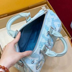 Túi Xách Louis Vuitton LV Speedy Bandoulière Siêu Cấp Màu Xanh Nhạt 25cm (2)