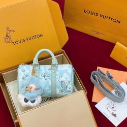 Túi Xách Louis Vuitton LV Speedy Bandoulière Siêu Cấp Màu Xanh Nhạt 25cm (2)