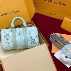 Túi Xách Louis Vuitton LV Speedy Bandoulière Siêu Cấp Màu Xanh Nhạt 25cm (2)
