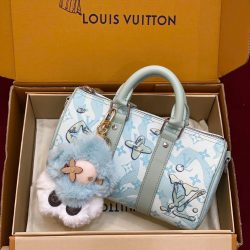 Túi Xách Louis Vuitton LV Speedy Bandoulière Siêu Cấp Màu Xanh Nhạt 25cm (2)