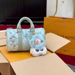 Túi Xách Louis Vuitton LV Speedy Bandoulière Siêu Cấp Màu Xanh Nhạt 25cm (2)