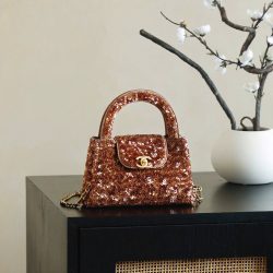 Túi Xách Nữ Chanel Kelly Like Auth Màu Nâu Đính Cườm 20cm (2)