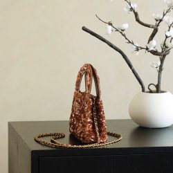 Túi Xách Nữ Chanel Kelly Like Auth Màu Nâu Đính Cườm 20cm (2)