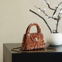 Túi Xách Nữ Chanel Kelly Like Auth Màu Nâu Đính Cườm 20cm (2)