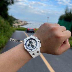 Đồng Hồ Audemars Piguet Chế Tác Royal Oak Offshore Chronograph 26402CB Vỏ Gốm Trắng Dây Cao Su 44mm (2)