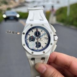 Đồng Hồ Audemars Piguet Chế Tác Royal Oak Offshore Chronograph 26402CB Vỏ Gốm Trắng Dây Cao Su 44mm (2)
