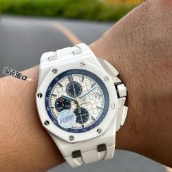 Đồng Hồ Audemars Piguet Chế Tác Royal Oak Offshore Chronograph 26402CB Vỏ Gốm Trắng Dây Cao Su 44mm (2)