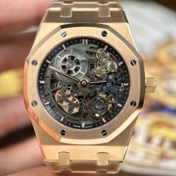 Đồng Hồ Audemars Piguet Rep Cao Cấp Royal Oak Jumbo Extra-thin Openworked 16204 Mặt Lộ Cơ Mạ Vàng Hồng Xưởng ZF 39mm (2)