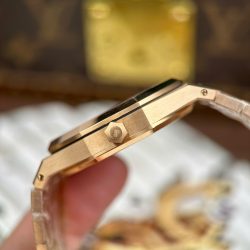 Đồng Hồ Audemars Piguet Rep Cao Cấp Royal Oak Jumbo Extra-thin Openworked 16204 Mặt Lộ Cơ Mạ Vàng Hồng Xưởng ZF 39mm (2)