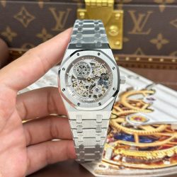 Đồng Hồ Audemars Piguet Replica 11 Royal Oak Jumbo Extra-thin Openworked 16204 Mặt Lộ Cơ Màu Trắng Nhà Máy ZF 39mm (2)
