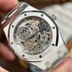 Đồng Hồ Audemars Piguet Replica 11 Royal Oak Jumbo Extra-thin Openworked 16204 Mặt Lộ Cơ Màu Trắng Nhà Máy ZF 39mm (2)