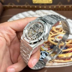 Đồng Hồ Audemars Piguet Replica 11 Royal Oak Jumbo Extra-thin Openworked 16204 Mặt Lộ Cơ Màu Trắng Nhà Máy ZF 39mm (2)